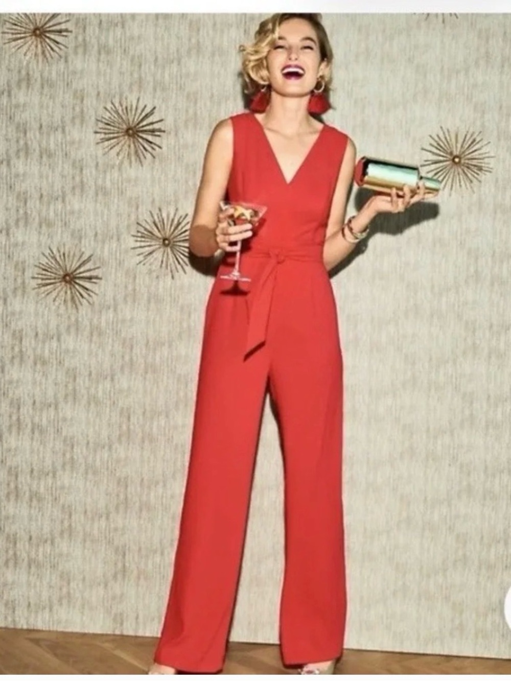 Lily Pulitzer Sleeveless red V-Neck Wide-Leg Jumpsuit